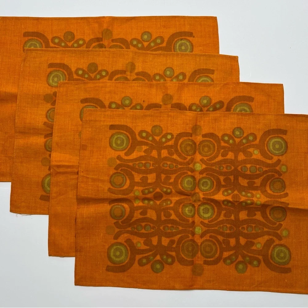 Vintage Scandinavian fabric set of 4 placemats Parabeli Pattern Saini Salonen